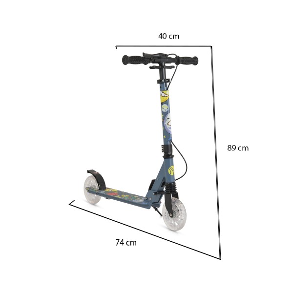 Trotineta Pliabila Byox Snazzy Grey, Suspensie Fata, Frana Mana si Picior, Ghidon Reglabil 75-89 cm, 8+ ani, Max 100 kg
