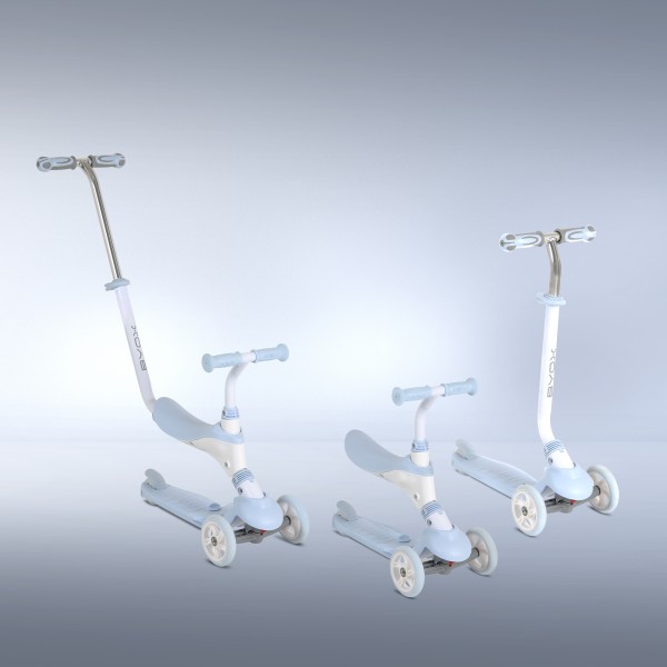 Trotineta copii 3 in 1 Byox Tristar Blue, cu scaun, control parental si ghidon reglabil, 3-6 ani, max 50 kg