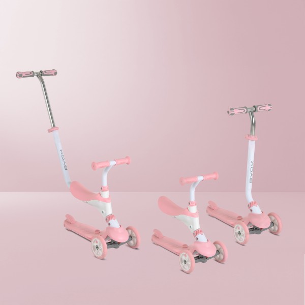 Trotineta copii 3 in 1 Byox Tristar Pink, cu scaun, control parental si ghidon reglabil, 3-6 ani, max 50 kg