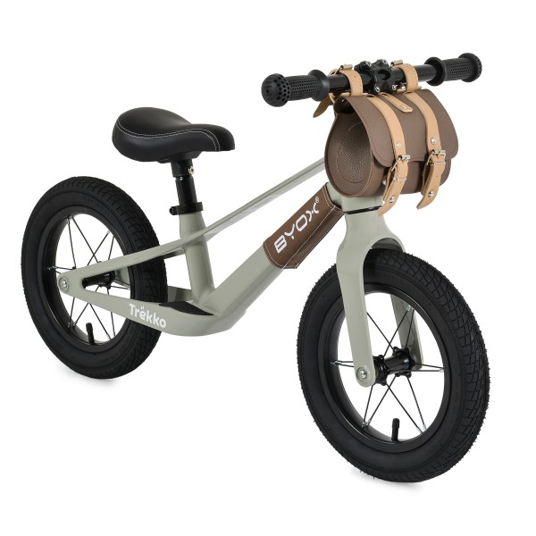 Bicicleta fara pedale Byox Trekko Gray Green 12 inch, cadru magneziu usor, sa reglabila, roti gonflabile, 2+ ani, 30 kg