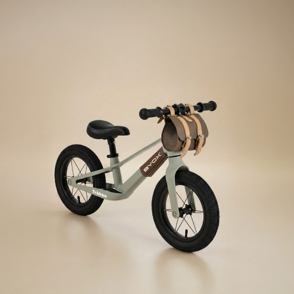 Bicicleta fara pedale Byox Trekko Gray Green 12 inch, cadru magneziu usor, sa reglabila, roti gonflabile, 2+ ani, 30 kg