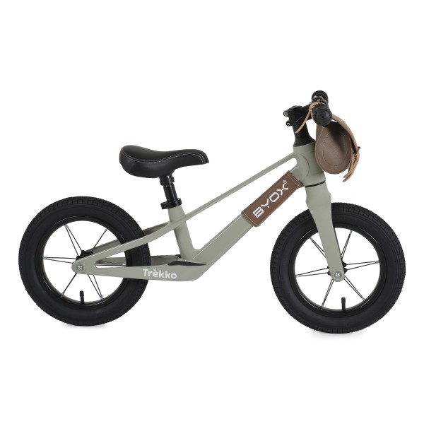 Bicicleta fara pedale Byox Trekko Gray Green 12 inch, cadru magneziu usor, sa reglabila, roti gonflabile, 2+ ani, 30 kg