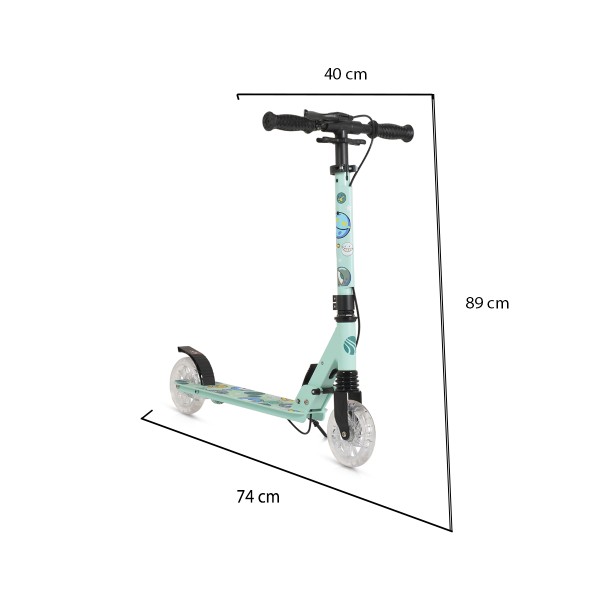 Trotineta Pliabila Byox Snazzy Green, Suspensie Fata, Frana Mana si Picior, Ghidon Reglabil 75-89 cm, 8+ ani, Max 100 kg