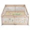 Țarc de joacă Moni GameZone Beige, 6-36 luni, 200x180 cm, covoras XPE, bile colorate, cos baschet, pliabil