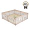Țarc de joacă Moni GameZone Beige, 6-36 luni, 200x180 cm, covoras XPE, bile colorate, cos baschet, pliabil