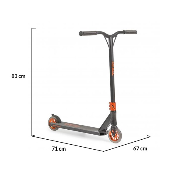 Trotineta copii freestyle din aluminiu BYOX Rebel Carbon, Rulmenti ABEC-9, Varsta 10 Ani+
