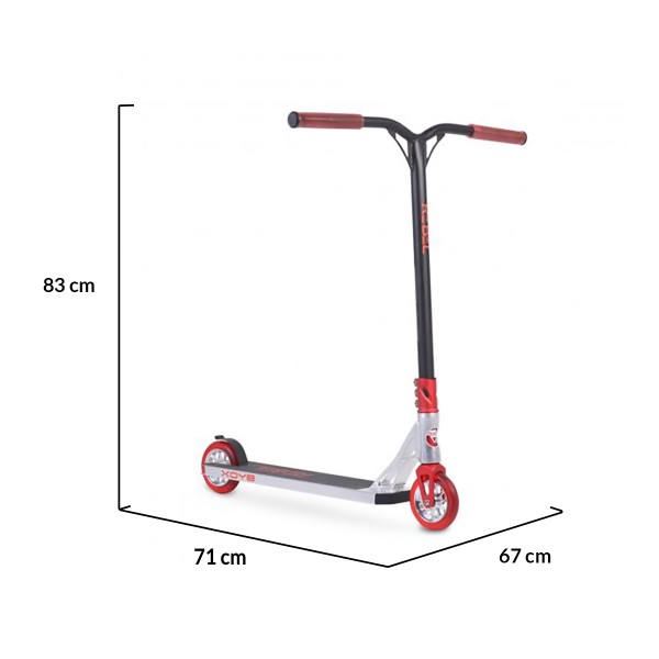 Trotineta copii freestyle din aluminiu BYOX Rebel Rosu, Rulmenti ABEC-9, Varsta 10 Ani+