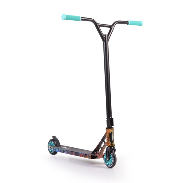 Trotineta copii freestyle din aluminiu BYOX Chaos Negru Albastru, ghidon rotativ 360 grade, Varsta 8 Ani +
