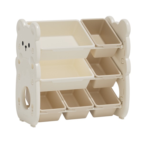 Dulap depozitare jucarii Moni Garden Little Bear, 12 luni+, 7 compartimente, design urs, plastic rezistent