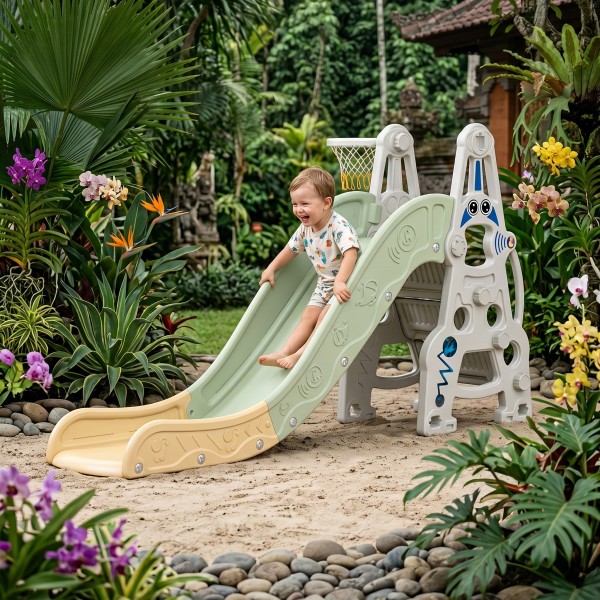 Tobogan copii Moni Garden Spaceman, 3+ ani, 170 cm, cos baschet, scari inchise, sigur, interior exterior