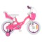Bicicleta copii Byox Flower 14 inch, 3-5 ani, roti ajutatoare, frane V brake, cos fata, cadru metalic