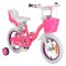 Bicicleta copii Byox Flower 14 inch, 3-5 ani, roti ajutatoare, frane V brake, cos fata, cadru metalic