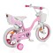 Bicicleta copii Byox Flower Pinky 14 inch, 3-5 ani, roti ajutatoare, frane V brake, cos fata, cadru metalic