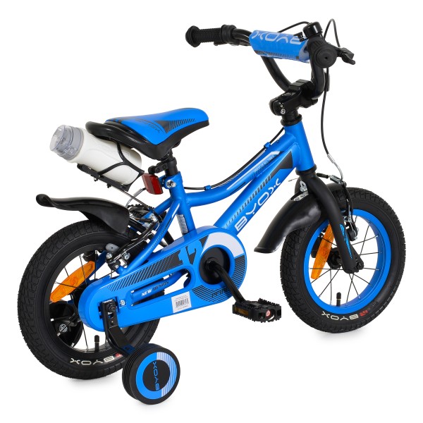 Bicicleta copii 2-4 ani Byox Prince Blue 12 inch, roti ajutatoare, frane V brake, cadru metalic