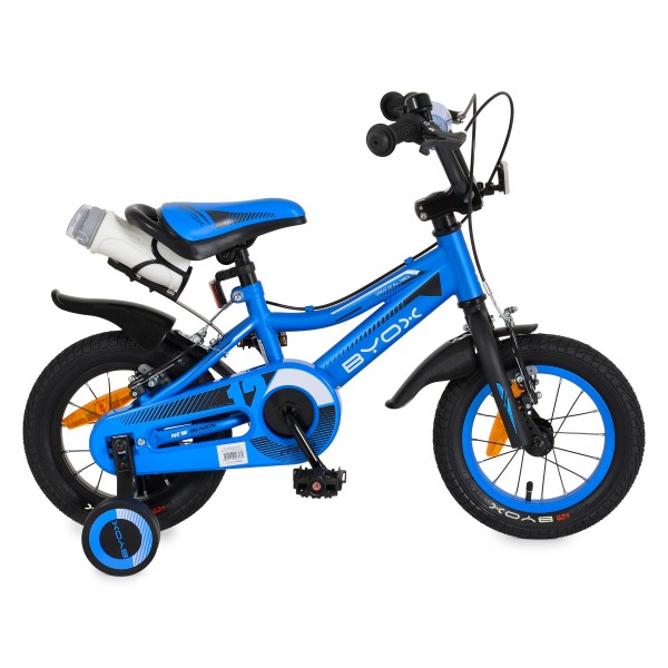 Bicicleta copii 2-4 ani Byox Prince Blue 12 inch, roti ajutatoare, frane V brake, cadru metalic
