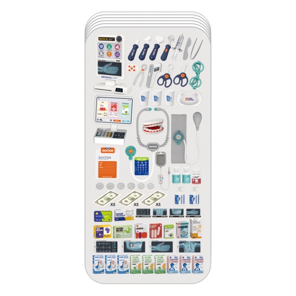 Centru joaca medical Chengji Toys, 3+ ani, 77 piese, accesorii doctor, lumini sunete, dozator apa