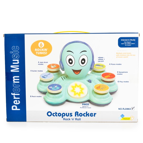 Jucarie interactiva muzicala Octopus Rocker, 18 luni+, lumini sunete, instrumente, balans