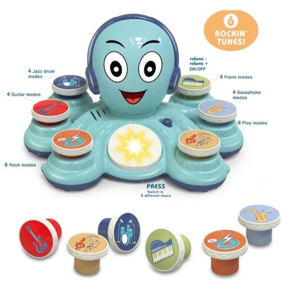 Jucarie interactiva muzicala Octopus Rocker, 18 luni+, lumini sunete, instrumente, balans