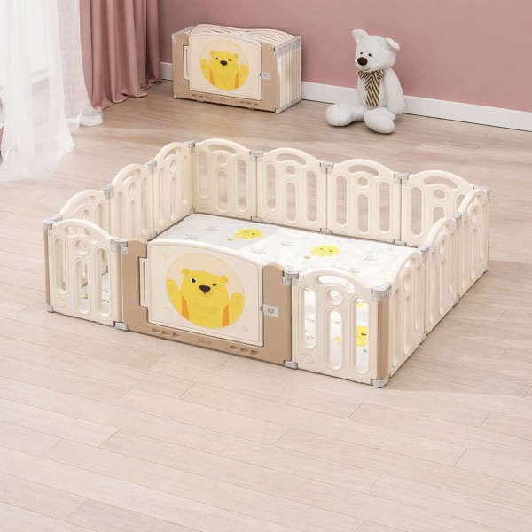 Spatiu de joaca copii pliabil Moni Garden TeddyLand, 6 luni+, 160x120 cm, covoras XPE, modular