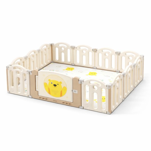 Spatiu de joaca copii pliabil Moni Garden TeddyLand, 6 luni+, 160x120 cm, covoras XPE, modular