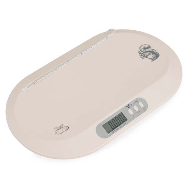 Cantar bebelusi 2 in 1 Cangaroo Peanut Beige, 0-20 kg, masurare inaltime, ecran LCD, functie tara