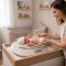 Cantar bebelusi 2 in 1 Cangaroo Peanut Beige, 0-20 kg, masurare inaltime, ecran LCD, functie tara