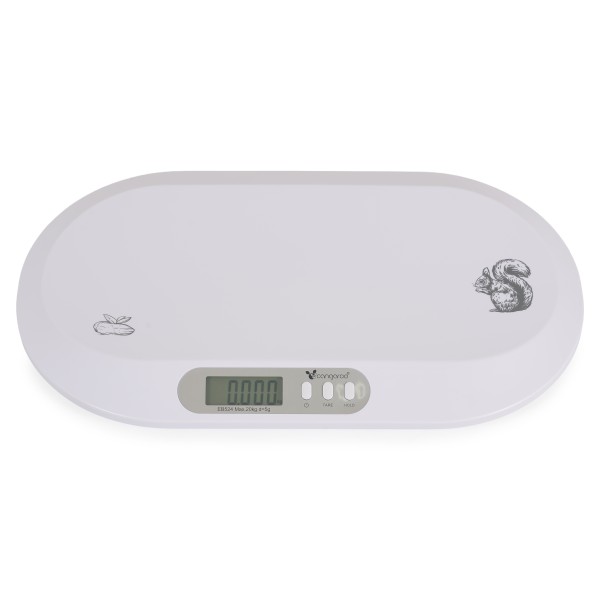 Cantar bebelusi 2 in 1 Cangaroo Peanut White, 0-20 kg, masurare inaltime, ecran LCD, functie tara