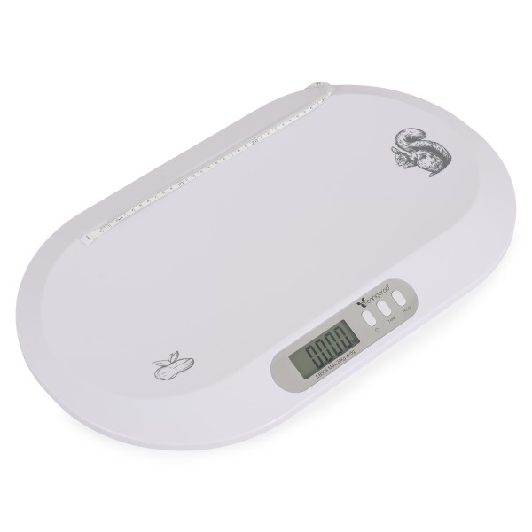 Cantar bebelusi 2 in 1 Cangaroo Peanut White, 0-20 kg, masurare inaltime, ecran LCD, functie tara