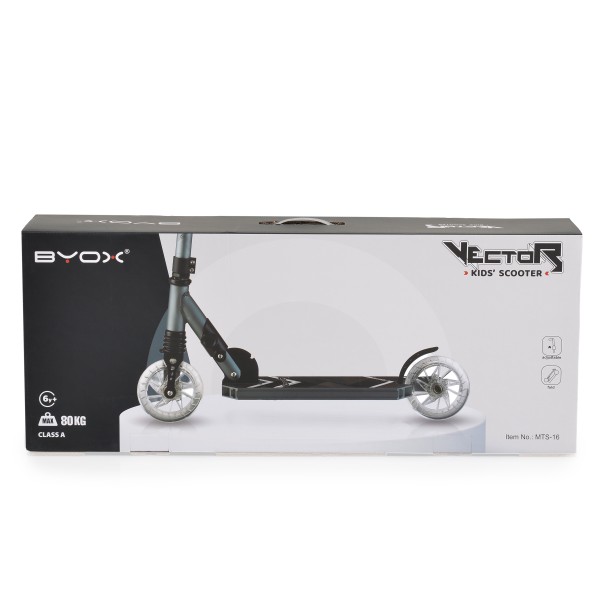 Trotineta pliabila copii Byox Vector Blue, 6+ ani, roti LED 145 mm, suspensie fata, ghidon reglabil