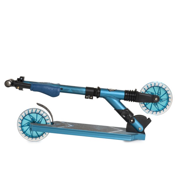 Trotineta pliabila copii Byox Vector Blue, 6+ ani, roti LED 145 mm, suspensie fata, ghidon reglabil