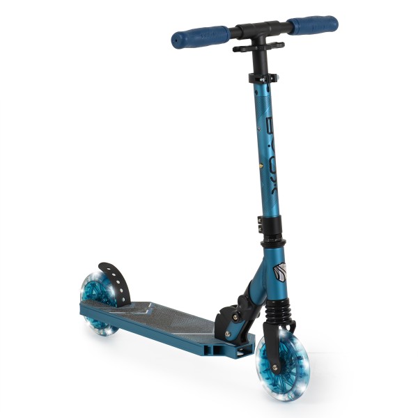 Trotineta pliabila copii Byox Vector Blue, 6+ ani, roti LED 145 mm, suspensie fata, ghidon reglabil