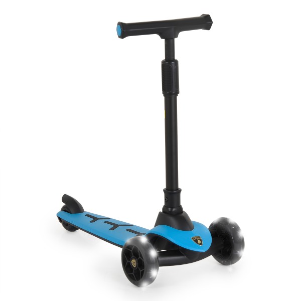 Trotineta copii 3 roti Lamborghini Pro Blue, 3+ ani, roti LED, ghidon reglabil, stabila, control inclinare