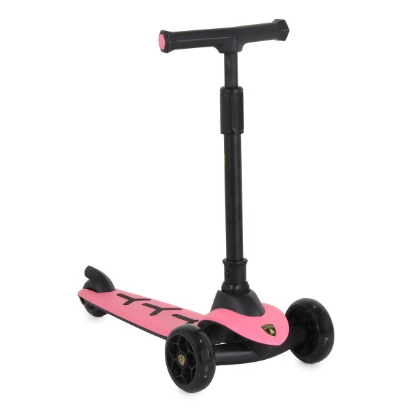 Trotineta copii 3 roti Lamborghini Pro Pink, 3+ ani, roti LED, ghidon reglabil, stabila, control inclinare