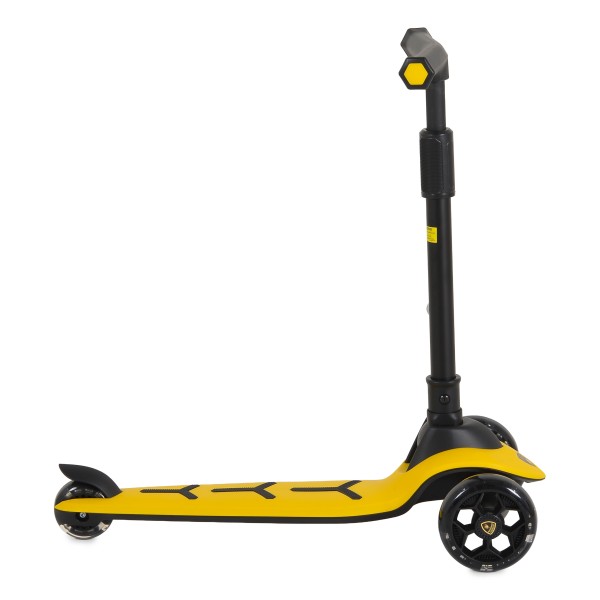 Trotineta copii 3 roti Lamborghini Pro Yellow, 3+ ani, roti LED, ghidon reglabil, stabila, control inclinare