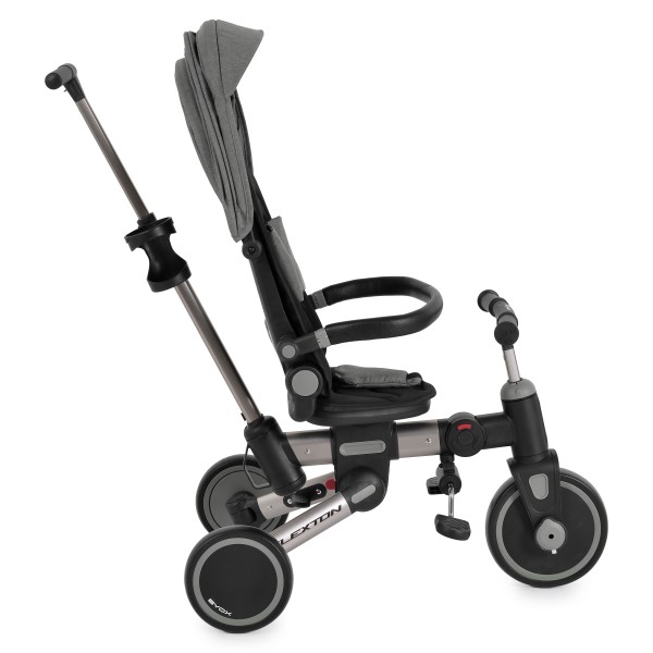 Tricicleta pliabila 6 in 1 Byox Flexton Grey, 6-36 luni, sezut rotativ 360, control parental, spatar reglabil