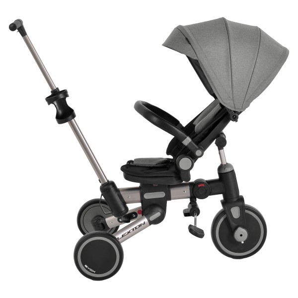 Tricicleta pliabila 6 in 1 Byox Flexton Grey, 6-36 luni, sezut rotativ 360, control parental, spatar reglabil