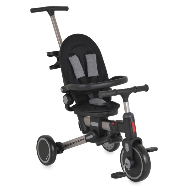Tricicleta pliabila 6 in 1 Byox Flexton Grey, 6-36 luni, sezut rotativ 360, control parental, spatar reglabil
