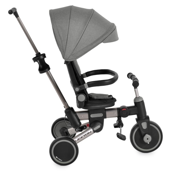 Tricicleta pliabila 6 in 1 Byox Flexton Grey, 6-36 luni, sezut rotativ 360, control parental, spatar reglabil
