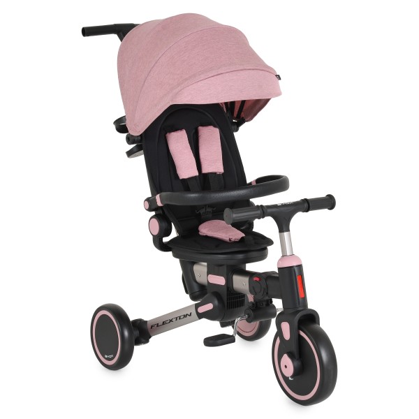 Tricicleta pliabila 6 in 1 Byox Flexton Pink, 6-36 luni, sezut rotativ 360, control parental, spatar reglabil