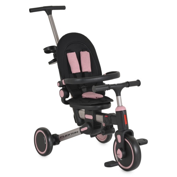 Tricicleta pliabila 6 in 1 Byox Flexton Pink, 6-36 luni, sezut rotativ 360, control parental, spatar reglabil
