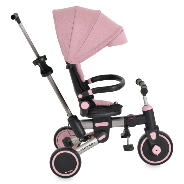 Tricicleta pliabila 6 in 1 Byox Flexton Pink, 6-36 luni, sezut rotativ 360, control parental, spatar reglabil