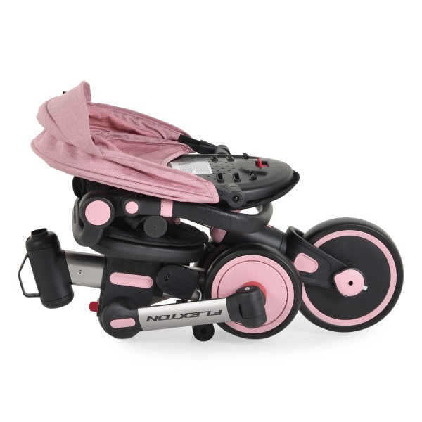Tricicleta pliabila 6 in 1 Byox Flexton Pink, 6-36 luni, sezut rotativ 360, control parental, spatar reglabil