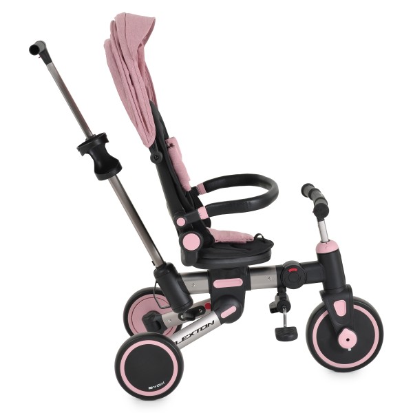 Tricicleta pliabila 6 in 1 Byox Flexton Pink, 6-36 luni, sezut rotativ 360, control parental, spatar reglabil