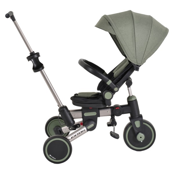 Tricicleta pliabila 6 in 1 Byox Flexton Green, 6-36 luni, sezut rotativ 360, control parental, spatar reglabil