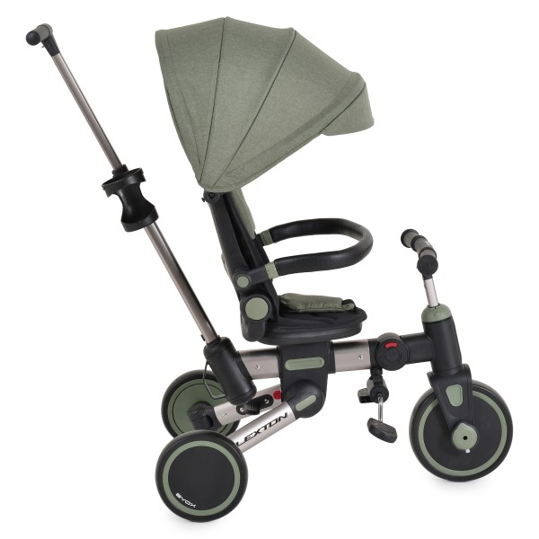 Tricicleta pliabila 6 in 1 Byox Flexton Green, 6-36 luni, sezut rotativ 360, control parental, spatar reglabil