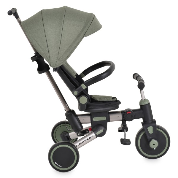 Tricicleta pliabila 6 in 1 Byox Flexton Green, 6-36 luni, sezut rotativ 360, control parental, spatar reglabil