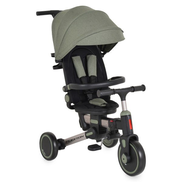 Tricicleta pliabila 6 in 1 Byox Flexton Green, 6-36 luni, sezut rotativ 360, control parental, spatar reglabil