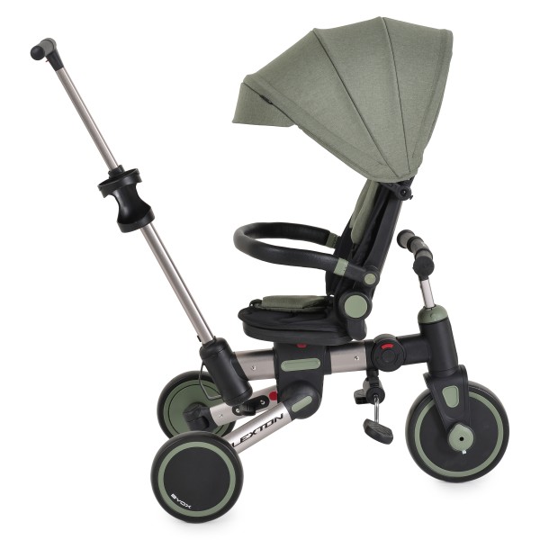 Tricicleta pliabila 6 in 1 Byox Flexton Green, 6-36 luni, sezut rotativ 360, control parental, spatar reglabil