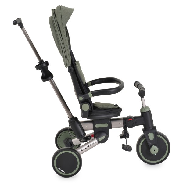 Tricicleta pliabila 6 in 1 Byox Flexton Green, 6-36 luni, sezut rotativ 360, control parental, spatar reglabil