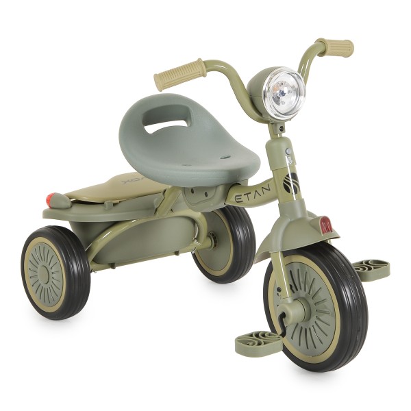 Tricicleta pliabila copii Byox Etan Green, 1-5 ani, panou muzical cu lumini, scaun reglabil, roti EVA